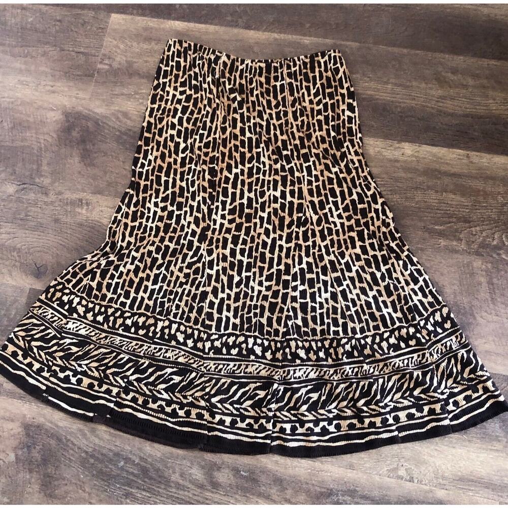 Pleat Pleat Petite, Maxi Black and Gold crinkle Skirt, size PM
